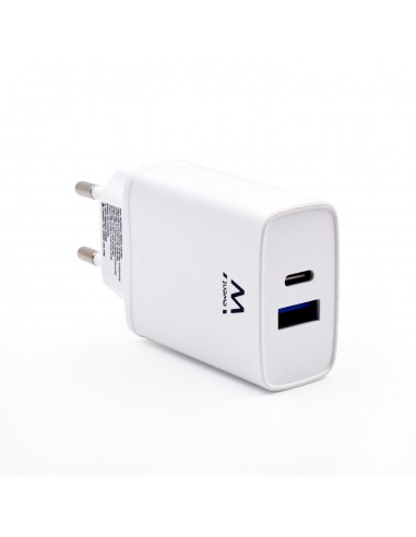 CARGADOR MOVIL EWENT CARGA RAPIDA PUERTOS USB-C Y USB-A 20W BLANCO