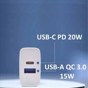 CARGADOR MOVIL EWENT CARGA RAPIDA PUERTOS USB-C Y USB-A 20W BLANCO 2