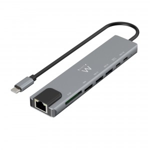 HUB EWENT USB 3.2 GEN1 USB-C DOCK 8-1 HDMI 4K 2XUSB-C 2XUSB-A LAN CARD READER
