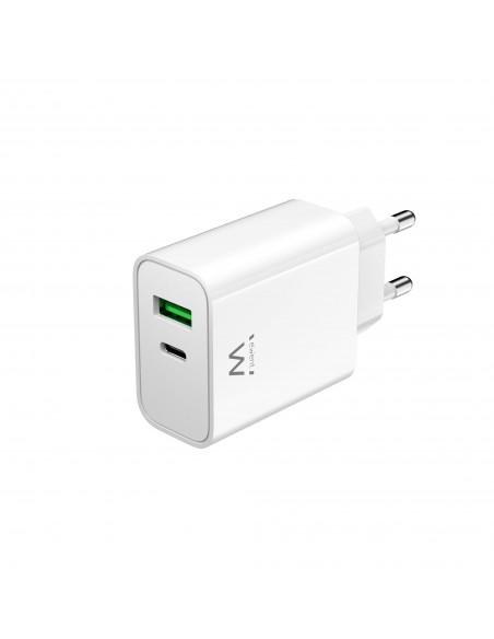 CARGADOR MOVIL EWENT CARGA RAPIDA PUERTOS USB-C Y USB-A 30W BLANCO