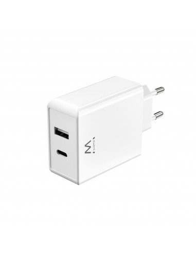 CARGADOR MOVIL EWENT CARGA RAPIDA PUERTOS USB-C Y USB-A 45W BLANCO
