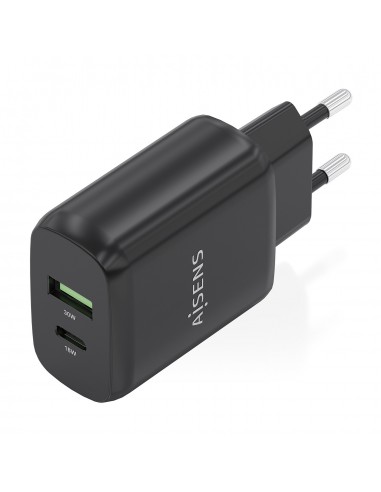 CARGADOR AISENS GAN 30W, 1XUSB-C PD3.0 QC4.0, 1XUSB-A QC3.0, NEGRO