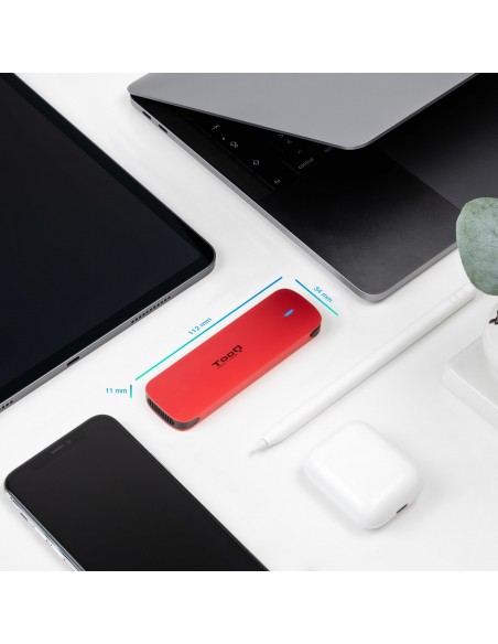 CAJA EXTERNA TOOQ M.2 NVMe USB3.1 GEN2 ALUMINIO ROJA