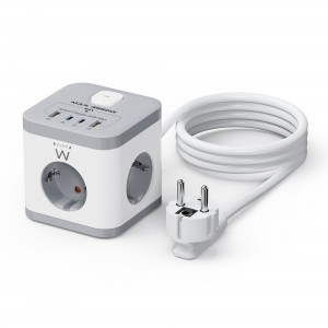REGLETA CUBO EWENT BLOQUE 3 TOMAS SHUCKO & 2 USB-A & 2USB-C