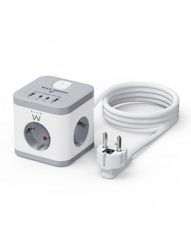REGLETA CUBO EWENT BLOQUE 3 TOMAS SHUCKO & 2 USB-A & 2USB-C