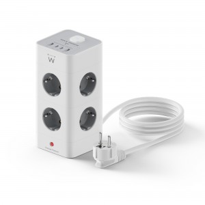 REGLETA CUBO EWENT BLOQUE 8 TOMAS SHUCKO & 2 USB-A & 2USB-C
