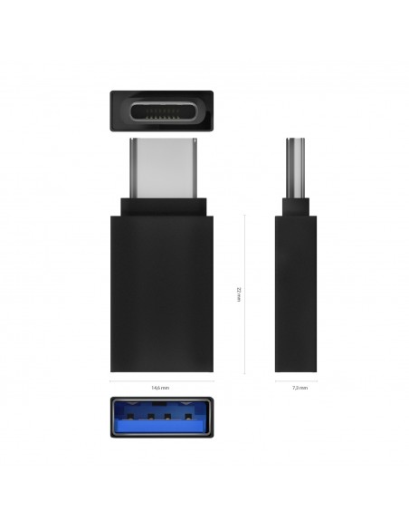 MINI ADAPTADOR AISENS ALUMINIO USB 3.2 GEN1 3A USB-C M-A H NEGRO