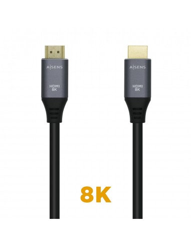 CABLE HDMI AISENS V2.1 ULTRA ALTA VELOCIDAD 8K60HZ M M 0.5M GRIS NEGRO