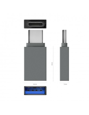 MINI ADAPTADOR AISENS ALUMINIO USB 3.2 GEN1 3A USB-C M-A H GRIS MINI ADAPTADOR AISENS ALUMINIO USB 3.2 GEN1 3A USB-C M-A H GRIS