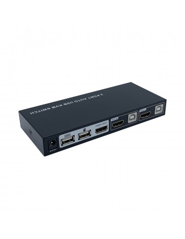 CONMUTADOR KVM AISENS HDMI 4K60HZ USB 1U-2PC CON ALIMENTACION NEGRO