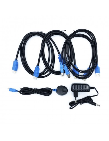 CONMUTADOR KVM AISENS HDMI 4K60HZ USB 1U-2PC CON ALIMENTACION NEGRO