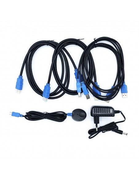 CONMUTADOR KVM AISENS HDMI 4K60HZ USB 1U-2PC CON ALIMENTACION NEGRO