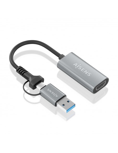 CONVERSOR AISENS ALUMINIO USB-A M+USB-C M-HDMI H 1080P@60HZ 15CM
