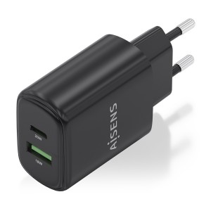 CARGADOR AISENS GAN 20W, 1XUSB-C PD3.0, 1XUSB-A QC3.0, NEGRO 2