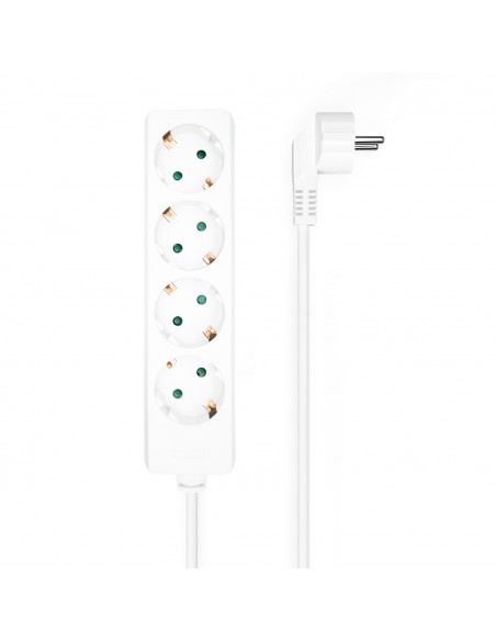 REGLETA AISENS BASE 4 TOMAS SIN INTERRUPTOR CABLE 3x1.5MM2 1.4M BLANCO