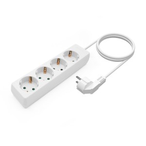REGLETA AISENS BASE 4 TOMAS SIN INTERRUPTOR CABLE 3x1.5MM2 1.4M BLANCO 2