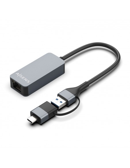 CABLE CONVERSOR AISENS USB3.2 GEN1 USB-A+USB-C A ETHERNET 2.5G GRIS 15CM