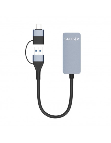 CABLE CONVERSOR AISENS USB3.2 GEN1 USB-A+USB-C A ETHERNET 2.5G GRIS 15CM