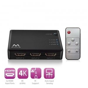 CONMUTADOR EWENT HDMI 3 PUERTOS 4K 30HZ USB MANDO A DISTANCIA 2