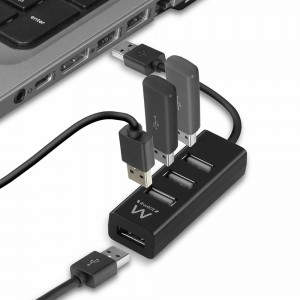 HUB EWENT USB 2.0 HIGH SPEED USB-A 4 PUERTOS NEGRO 2