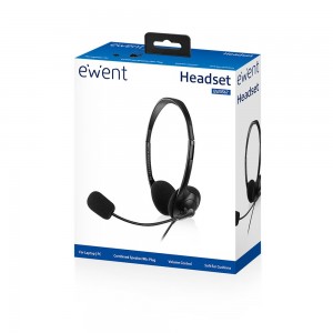 AURICULARES EWENT CHAT MICROFONO-CONTROL DE VOLUMEN CABLE 2M-1 CONECTOR 3.5 MM 2