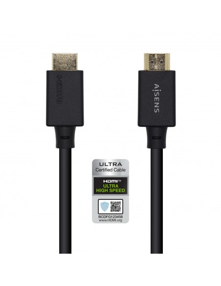CABLE HDMI AISENS V2.1 ULTRA ALTA VELOCIDAD CERTIFICADO 8K60H M M 2.0M NEGRO