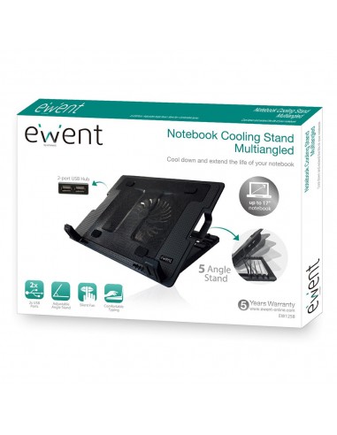 BASE EWENT PORTATIL+1 SILENT SPEED UP TO 17"- 2 PUERTOS USB