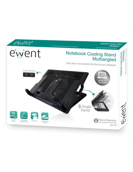 BASE EWENT PORTATIL+1 SILENT SPEED UP TO 17"- 2 PUERTOS USB