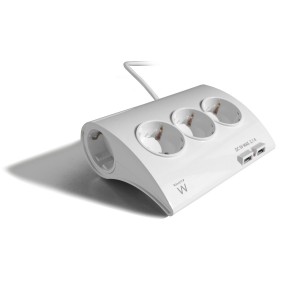 REGLETA EWENT 5 TOMAS SHUKO 16A SOBREMESA 2 PUERTOS USB 1.5M BLANCA