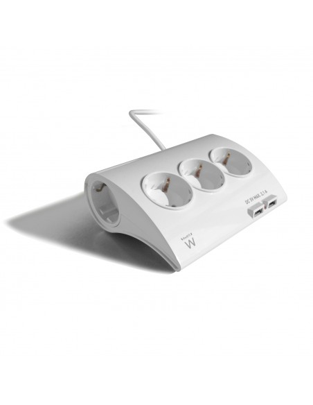 REGLETA EWENT 5 TOMAS SHUKO 16A SOBREMESA 2 PUERTOS USB 1.5M BLANCA