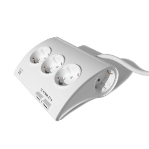 REGLETA EWENT 5 TOMAS SHUKO 16A SOBREMESA 2 PUERTOS USB 1.5M BLANCA 2