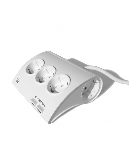 REGLETA EWENT 5 TOMAS SHUKO 16A SOBREMESA 2 PUERTOS USB 1.5M BLANCA