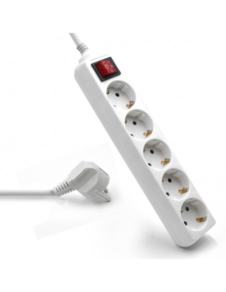 REGLETA EWENT 5 TOMAS SCHUKO 16A CON INTERRUPTOR BLANCA