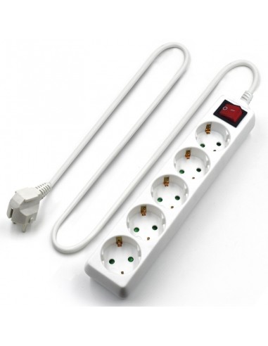 REGLETA EWENT 5 TOMAS SCHUKO 16A CON INTERRUPTOR BLANCA
