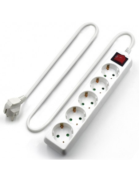 REGLETA EWENT 5 TOMAS SCHUKO 16A CON INTERRUPTOR BLANCA