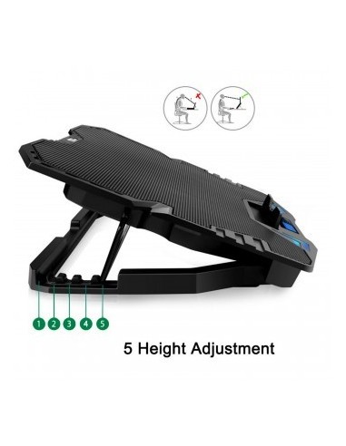 BASE EWENT PORTATIL-5 SILENT FAN UP TO 17"-2P USB-5 SPEED FAN-2 COOLING MODE