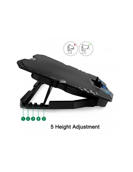 BASE EWENT PORTATIL-5 SILENT FAN UP TO 17"-2P USB-5 SPEED FAN-2 COOLING MODE