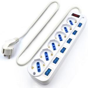 REGLETA EWENT 6 TOMAS SHUKO 16A CON INTERRUPTOR ON OFF 3M BLANCA 2