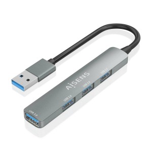 HUB AISENS USB 3.0 ALUMINIO 1XUSB3.0 A H 3XUSB2.0 A H GRIS 10CM