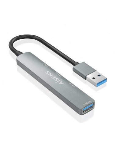HUB AISENS USB 3.0 ALUMINIO 1XUSB3.0 A H 3XUSB2.0 A H GRIS 10CM