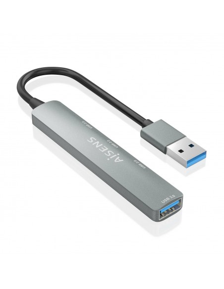 HUB AISENS USB 3.0 ALUMINIO 1XUSB3.0 A H 3XUSB2.0 A H GRIS 10CM