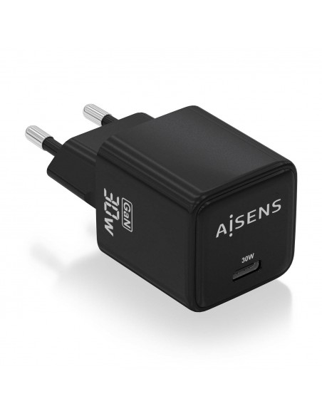 CARGADOR AISENS GAN 30W 1XUSB-C PD3.0 QC4.0 NEGRO