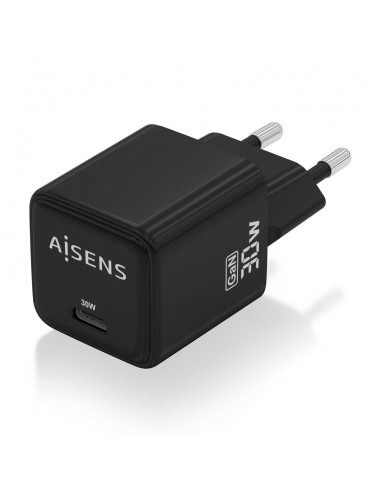 CARGADOR AISENS GAN 30W 1XUSB-C PD3.0 QC4.0 NEGRO