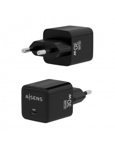 CARGADOR AISENS GAN 30W 1XUSB-C PD3.0 QC4.0 NEGRO
