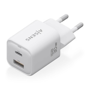 CARGADOR AISENS GAN 30W 1XUSB-C PD3.0 QC4.0 1XUSB-A QC3.0 BLANCO 2