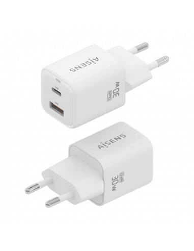 CARGADOR AISENS GAN 30W 1XUSB-C PD3.0 QC4.0 1XUSB-A QC3.0 BLANCO