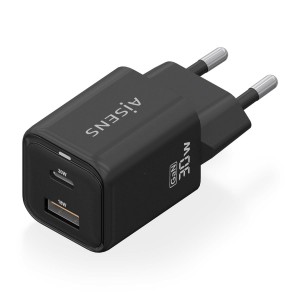 CARGADOR AISENS GAN 30W 1XUSB-C PD3.0 QC4.0 1XUSB-A QC3.0 NEGRO 2