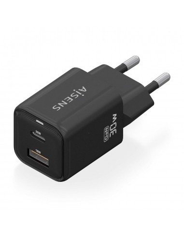 CARGADOR AISENS GAN 30W 1XUSB-C PD3.0 QC4.0 1XUSB-A QC3.0 NEGRO