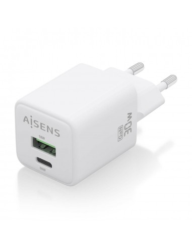 CARGADOR AISENS GAN 30W 1XUSB-C PD3.0 QC4.0 1XUSB-A QC3.0 BLANCO