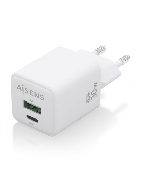 CARGADOR AISENS GAN 30W 1XUSB-C PD3.0 QC4.0 1XUSB-A QC3.0 BLANCO